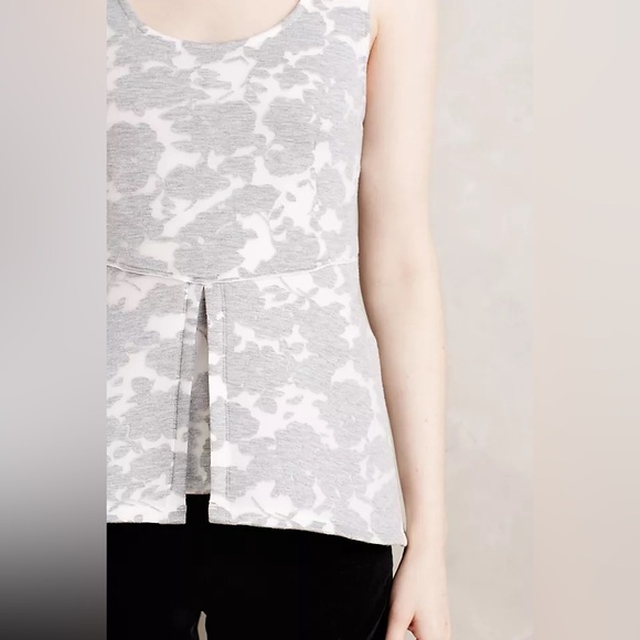 Anthropologie Akemi + Kim Neoprene Peplum Tank Size Large In Grey Motif - Picture 3 of 12